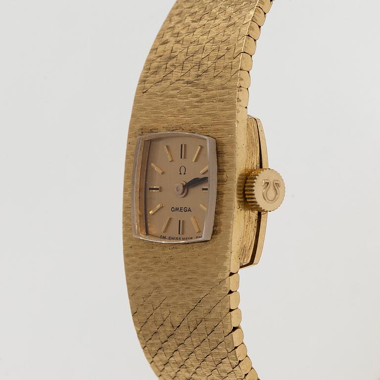 Omega, wristwatch, 18K gold, manual, plexiglass.