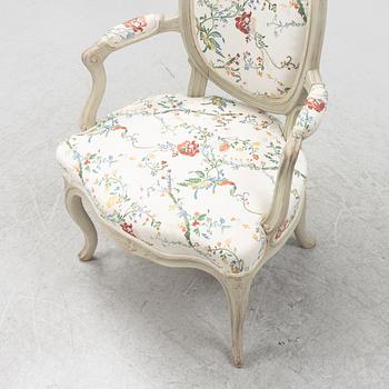 A Swedish Rococo open armchair, later part of the 18th century.