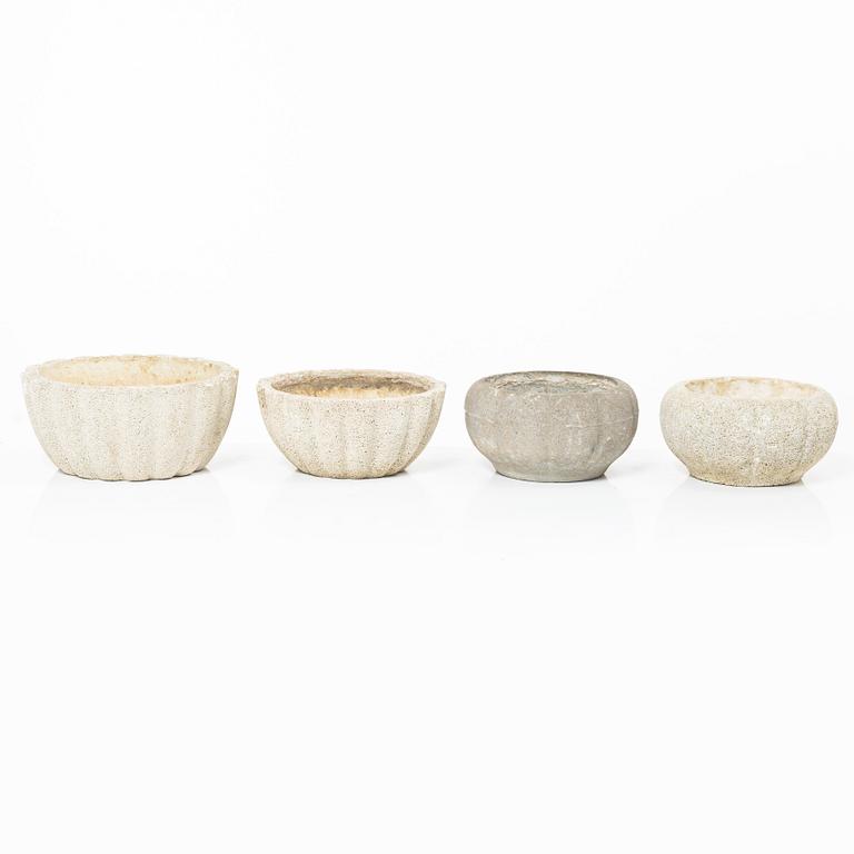 Syco Keramik, eight flower pots, Sweden, mid20th century.