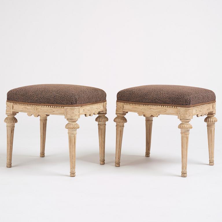 A pair of Gustavian stools, Stockholm, second part of the 18th century.