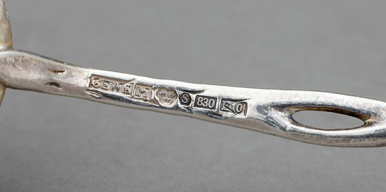 PARTI SILVER, 17 delar, bl.a Gustaf Dahlgren, Malmö, 1866. Total vikt ca 489 gram.