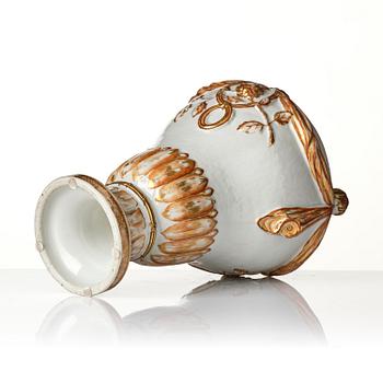 An enamelled potpourri vase made into a lamp, 18th century.