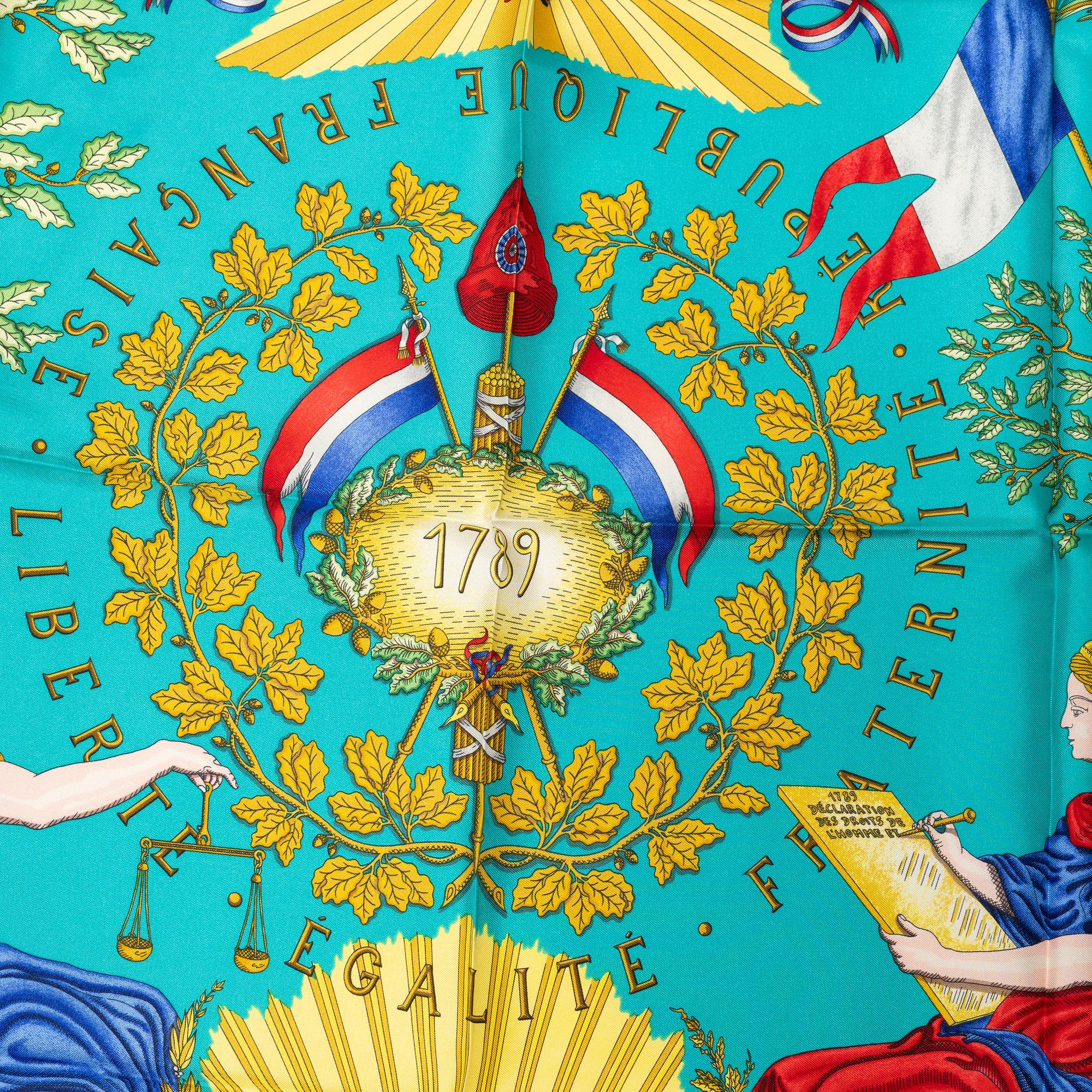 Hermès, scarf, "1789 Liberté Égalité Fraternité".