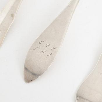 Skedar, 5 st, silver, bland annat Lars Biugg, Jönköping 1782.