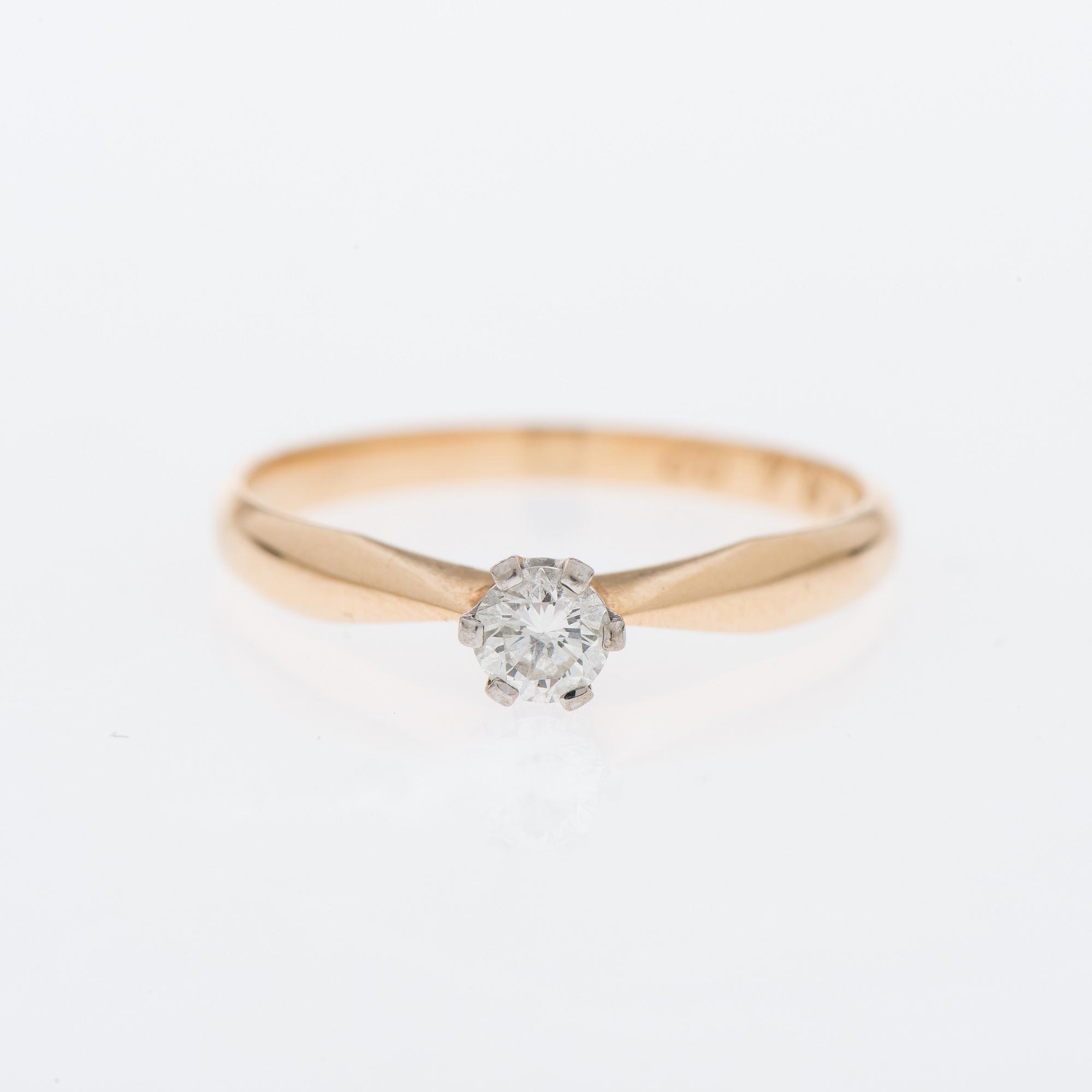 RING, 14K guld, briljantslipad diamant 0,25 ct, Kultakeskus, Tavaastehus.
