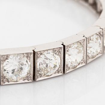 A 14K white gold bracelet set with old-cut diamonds.