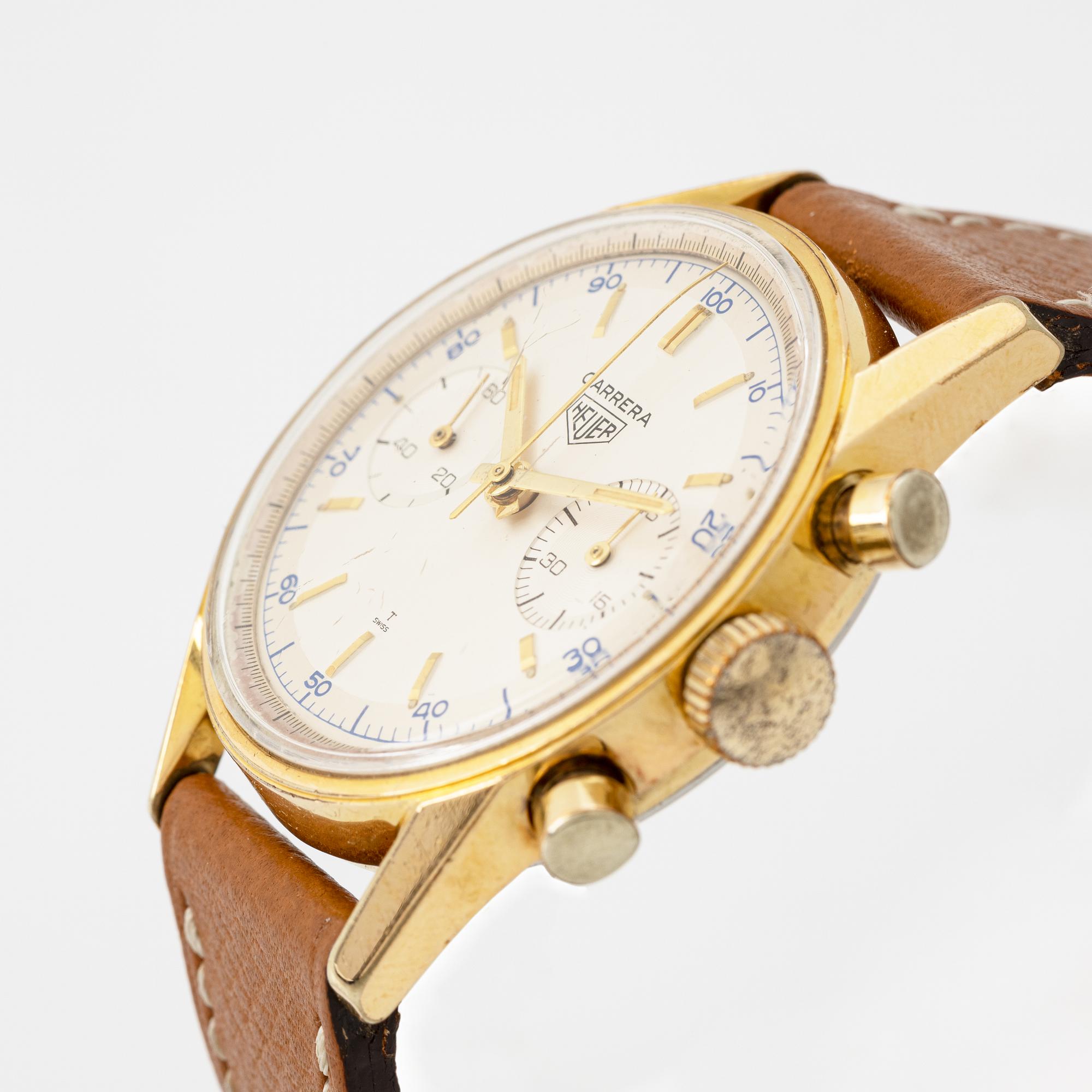 Heuer, Carrera 45, wristwatch, chronograph, 36 mm.