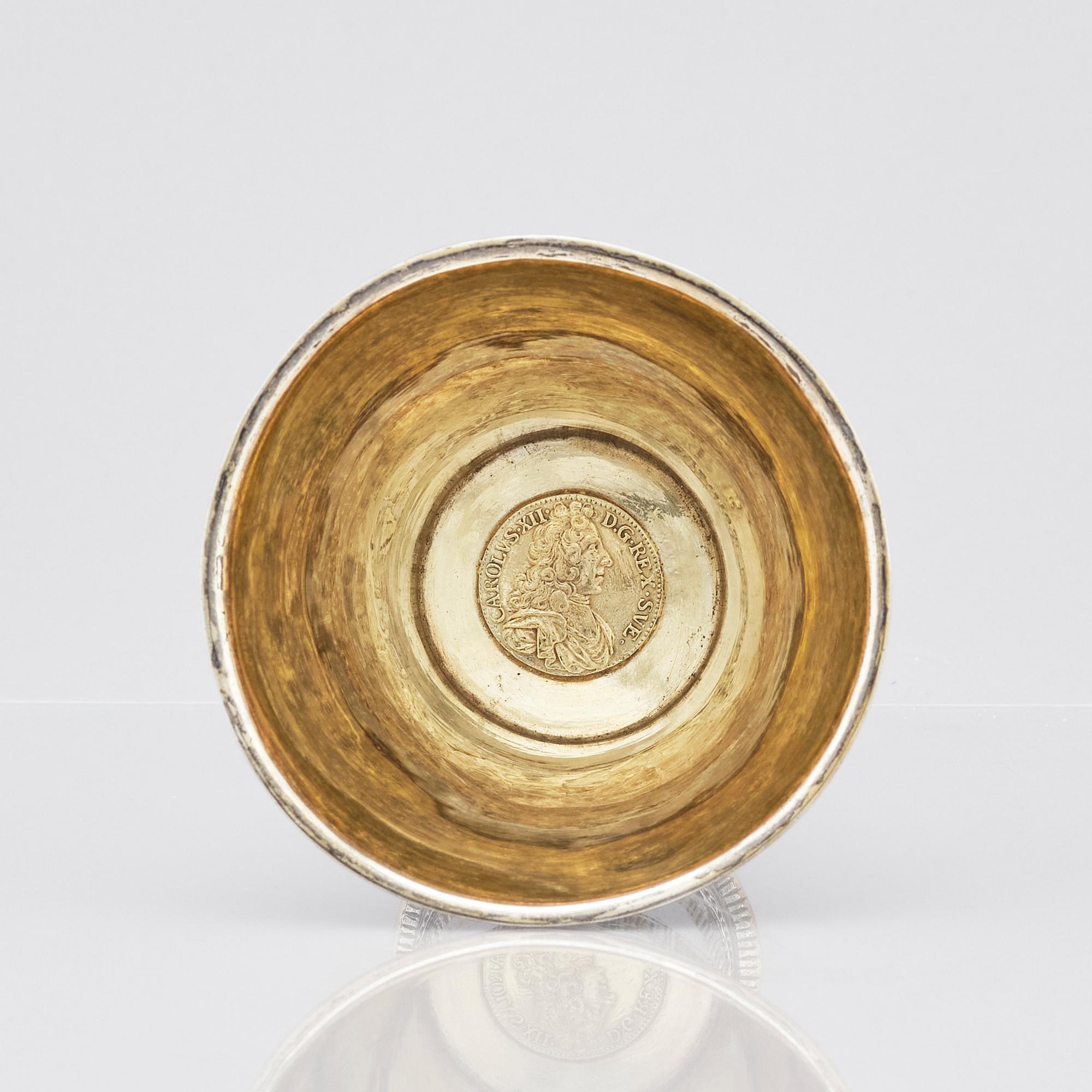 A Swedish 18th century parcel-gilt beaker, Carl Berg, Norrköping 1771, Sweden.