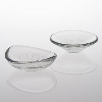 KAJ FRANCK, SKÅLAR, 2 ST, glas, signerade K.Franck Iittala.