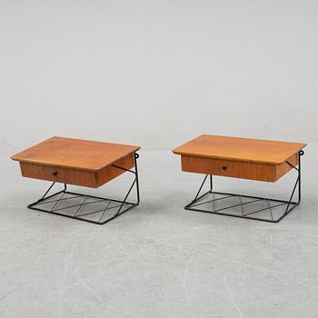 A pair of teak bedside tables, 1950's.