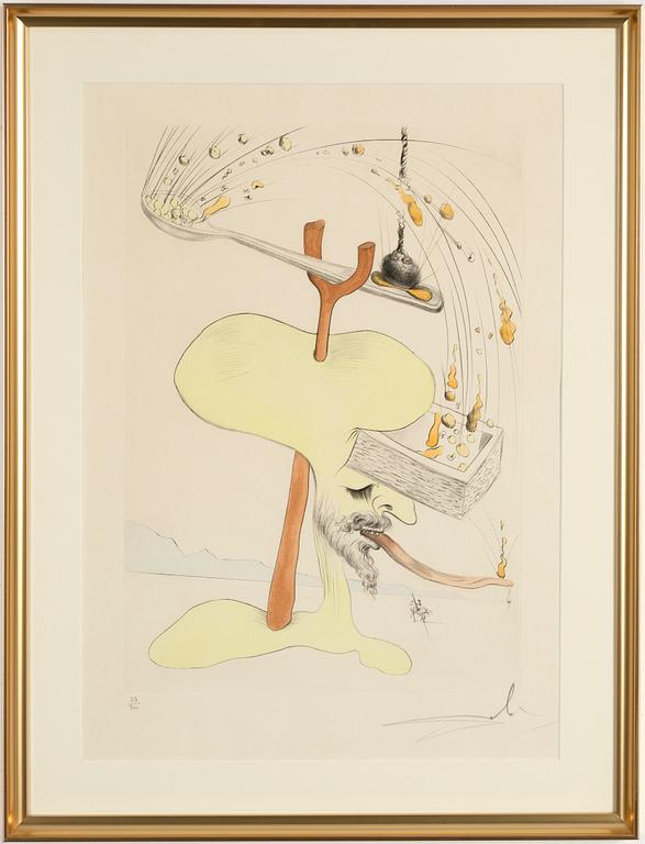 Salvador Dalí, torrnål kolorerad med stencil, 1975, signerad 33/300.