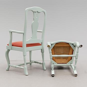 KARMSTOLAR, 2 st samt STOLAR, 6 st, senbarockstil, Åmells, 1900-tal.