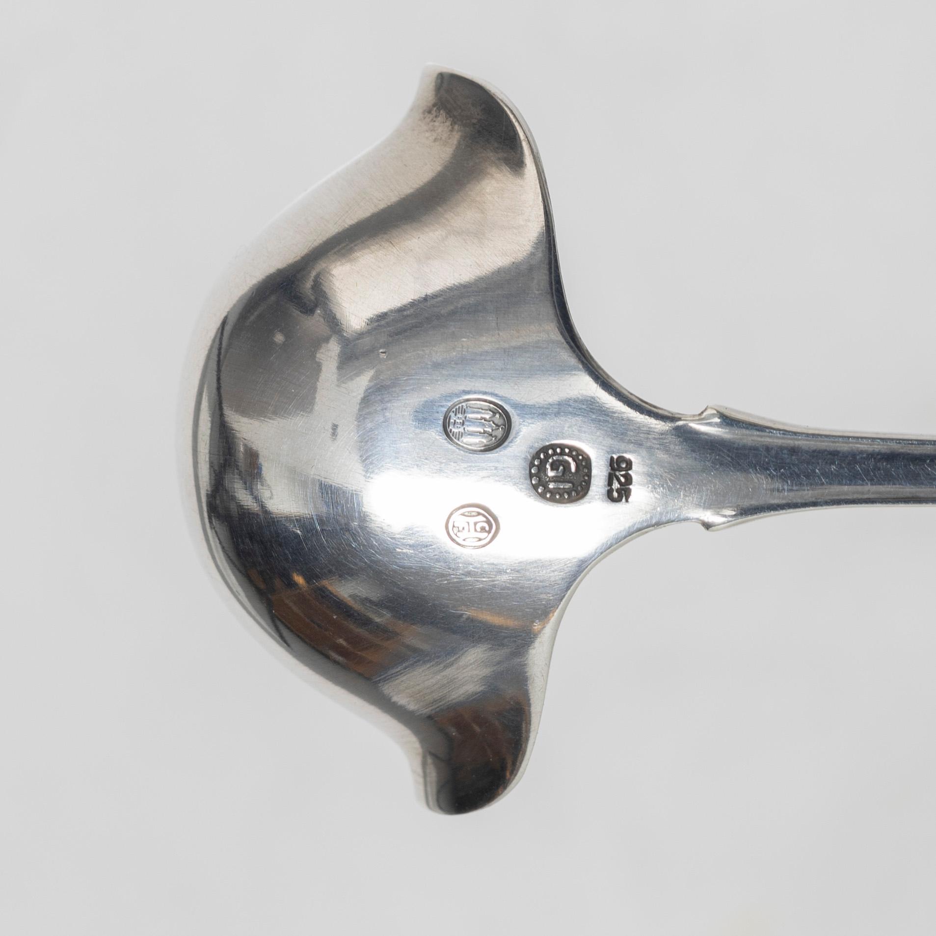 Georg Jensen, a small sterling silver gravy ladle, model "Liljekonvalj"(Lily of the Valley), Copenhagen, Denmark, 1929.