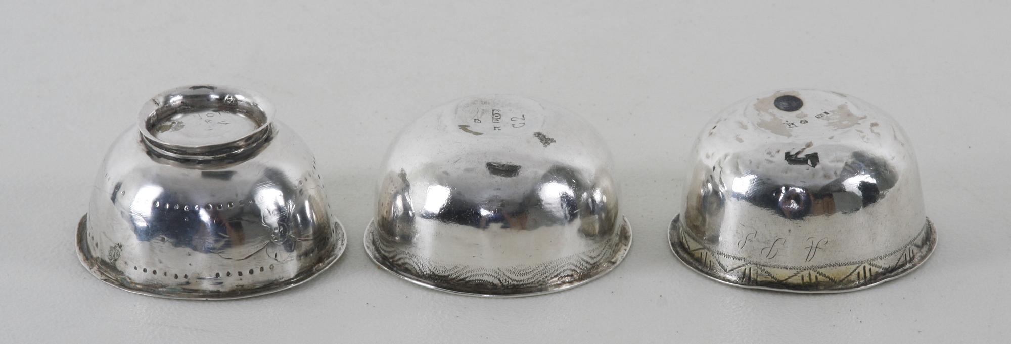 TUMLARE, 3 st, silver, bl a Nyköping och Eskilstuna 17/1800-tal.