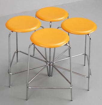 A set of four bar stools made by Fritz Hansen in 1982.