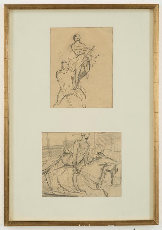 GÖSTA VON HENNIGS, Pencil on paper, two, one of which signed GvH.