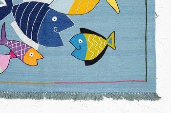 A hand-embroidered Kelim rug, 178 x 121 cm.