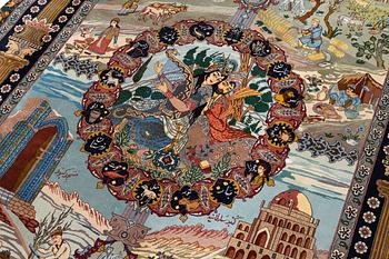 Rug, figural Tabriz, approx. 304 x 198 cm.