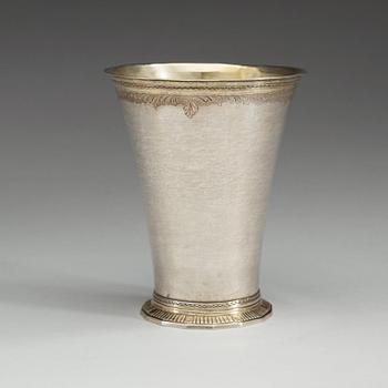 A Swedish 18th century parcel-gilt beaker, possibly of Jonas Wallén, Skövde 1778.