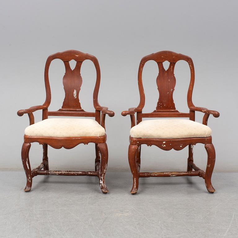 A pair of Swedish 18th century armchairs.