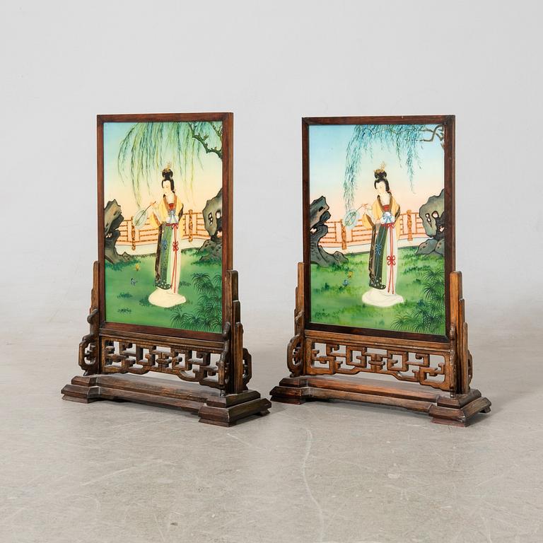 Table screens, a pair, China, 20th century.