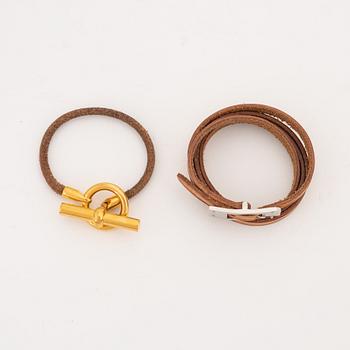 Hermès, two leather bracelets.