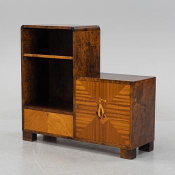 A stained birch sideboard/book case, 1920's/30's.