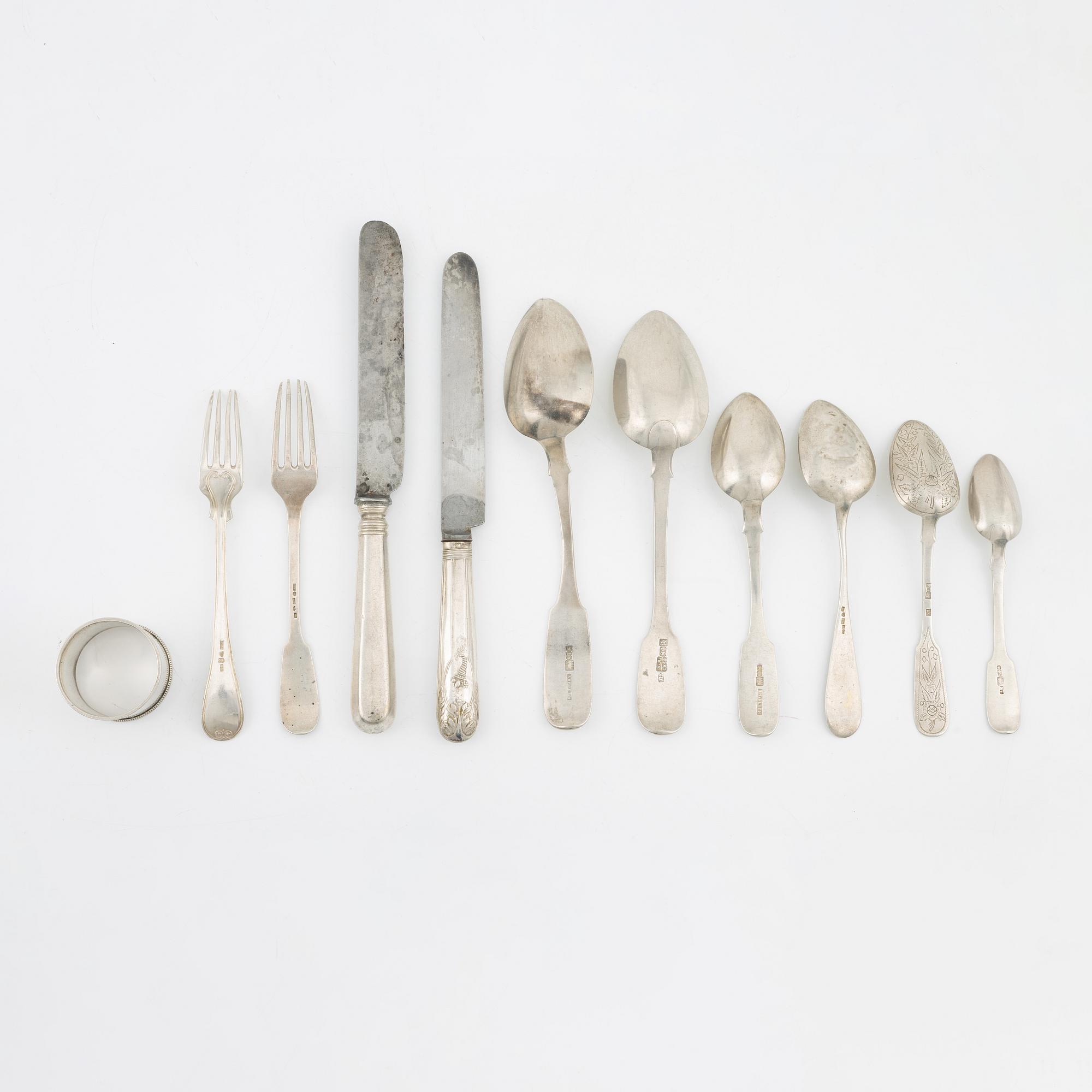 A set of silver cutlery, including  St Petersburg 1858 (36 pieces).