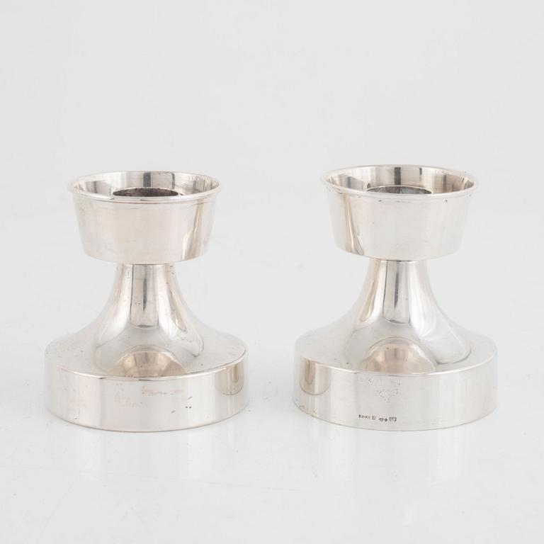 A Pair of Swedish Silver Candlesticks, mark of KG Markströms, Uppsala 1968.