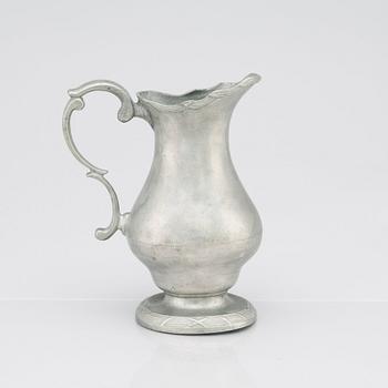 A Swedish late Gustavian pewter ewer and basin by Gudmund Lindqvist (Stockholm 1807-1815) 1810.