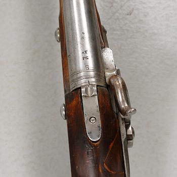 A percussion rifle with bayonet, probably swedish model 1815-45.