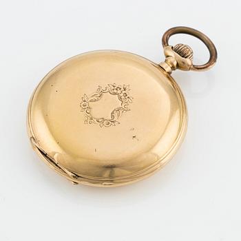 CN Svensson, Norrköping, pocket watch, 18K gold, hunter case, 53 mm.