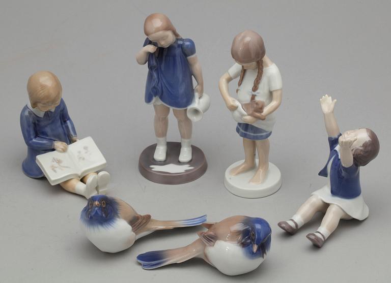 FIGURINER, 6 st, porslin, Bing och Gröndahl, Copenhagen.