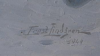 ERNST LINDGREN, olja på pannå, signerad och daterad 1944.