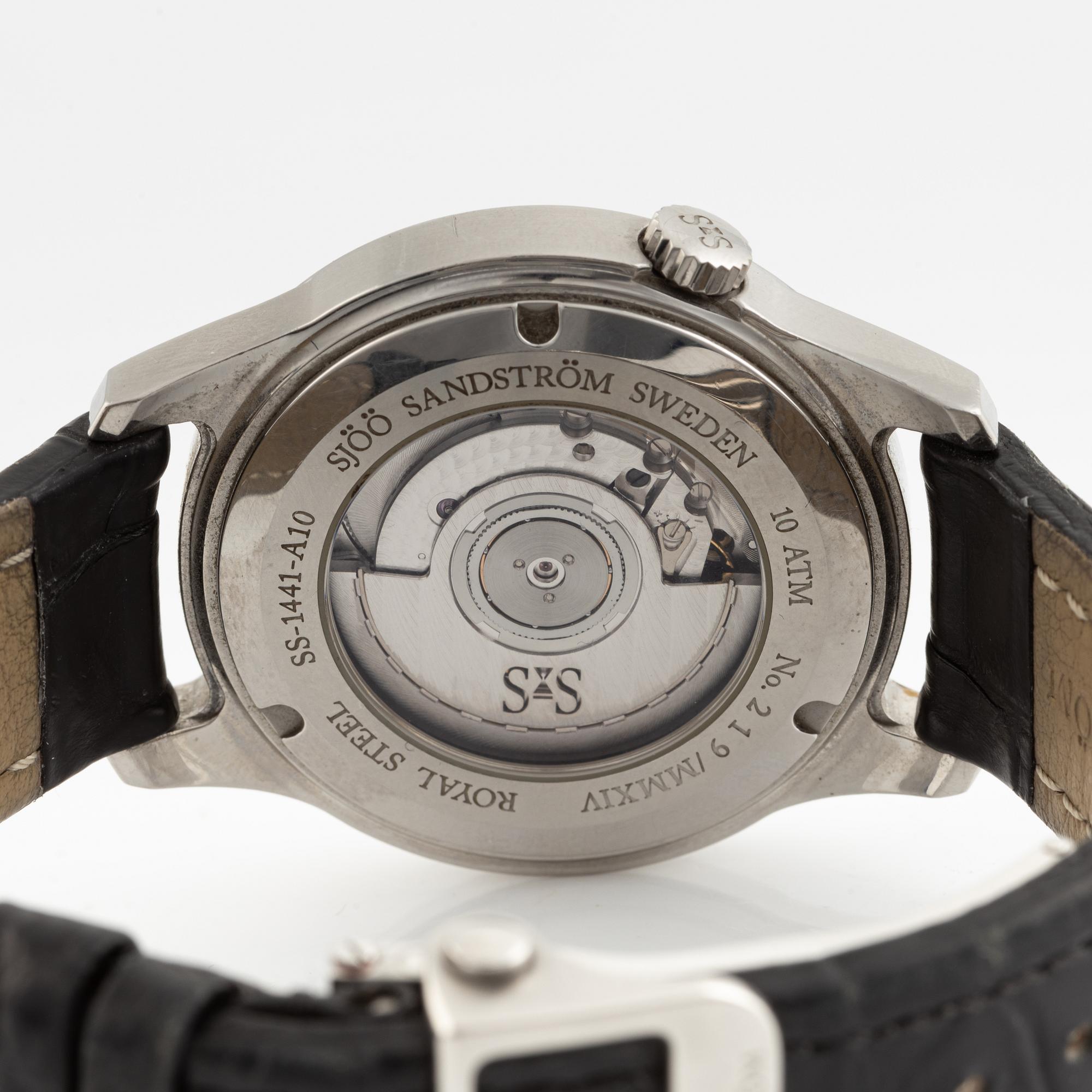 Sjöö Sandström, Royal Steel Classic, "Karlsfälts collection", wristwatch, 41 mm.