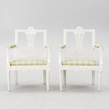 Armchairs, a pair, Gustavian, Lindome, 19th century.
