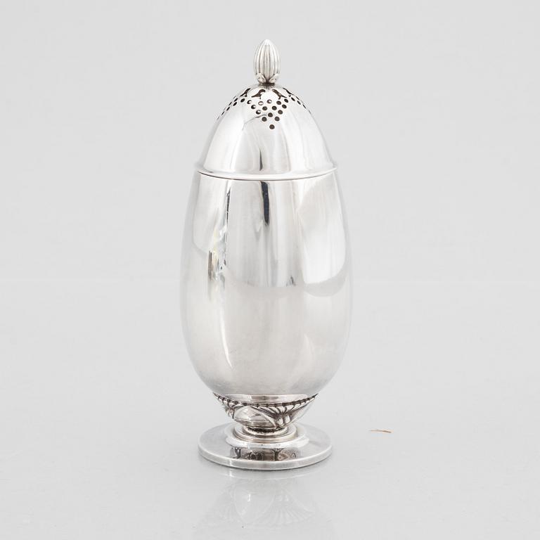 Gundorph Albertus, a 'Cactus' sterling silver sugar caster from Georg Jensen, Denmark after 1945.