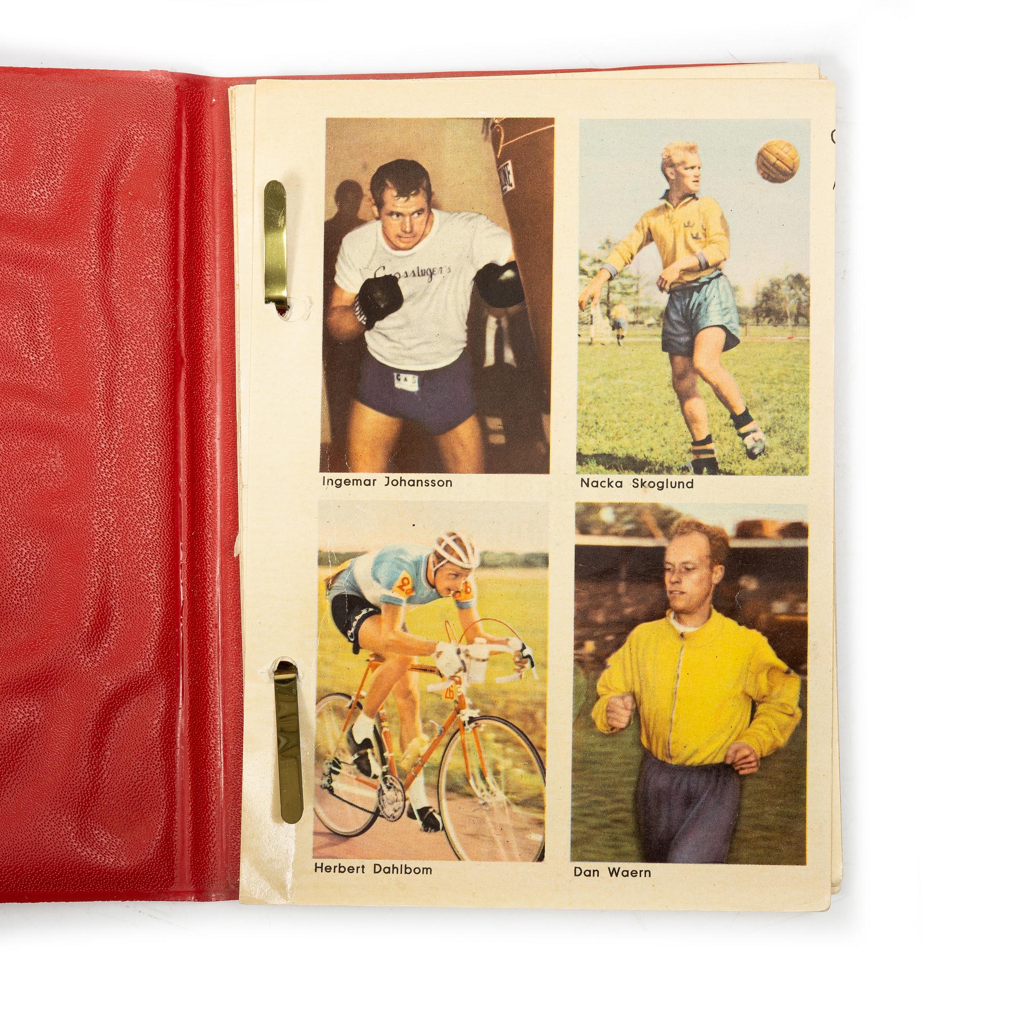 Idol cards, “Sportens stjärnor”, including Cassius Clay, Nacka Skoglund and Ingemar Johansson, Hemmets Journal, 1960s.
