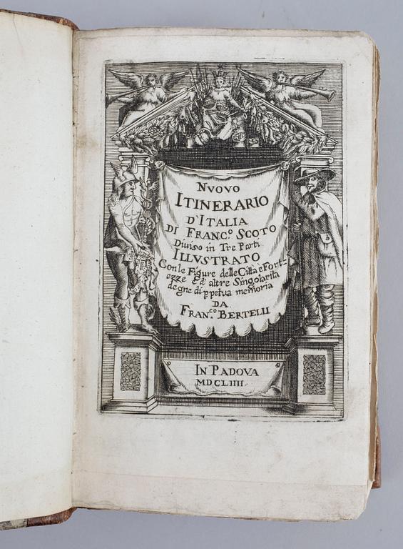BOK, 3 vol i ett band, "Nuovo intinerario d´Italia di Franco Scoto", Padua 1654.
