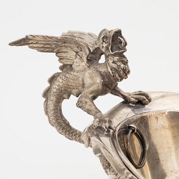 A German silver jardiniere, mark of Gebrüder Deyhle, Schwäbisch Gmünd, circa 1889.