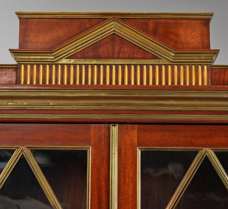 A pair of Russian mahogany and brass-mounted Jacob-style bibliothèques, modern with old parts.