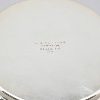 KAFFESERVIS, 3 delar, sterlingsilver, CC Hermann, Danmark. Vikt ca 689 gram.