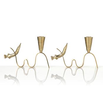 Carl-Einar Borgström, a pair of “Tyfon” candlesticks, Ystad-Metall, 1940s–50s.