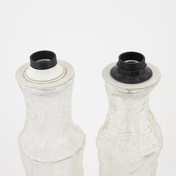 Timo Sarpaneva, bordslampor, ett par, glas, Iittala för Luxus, Sverige, 1960-tal.