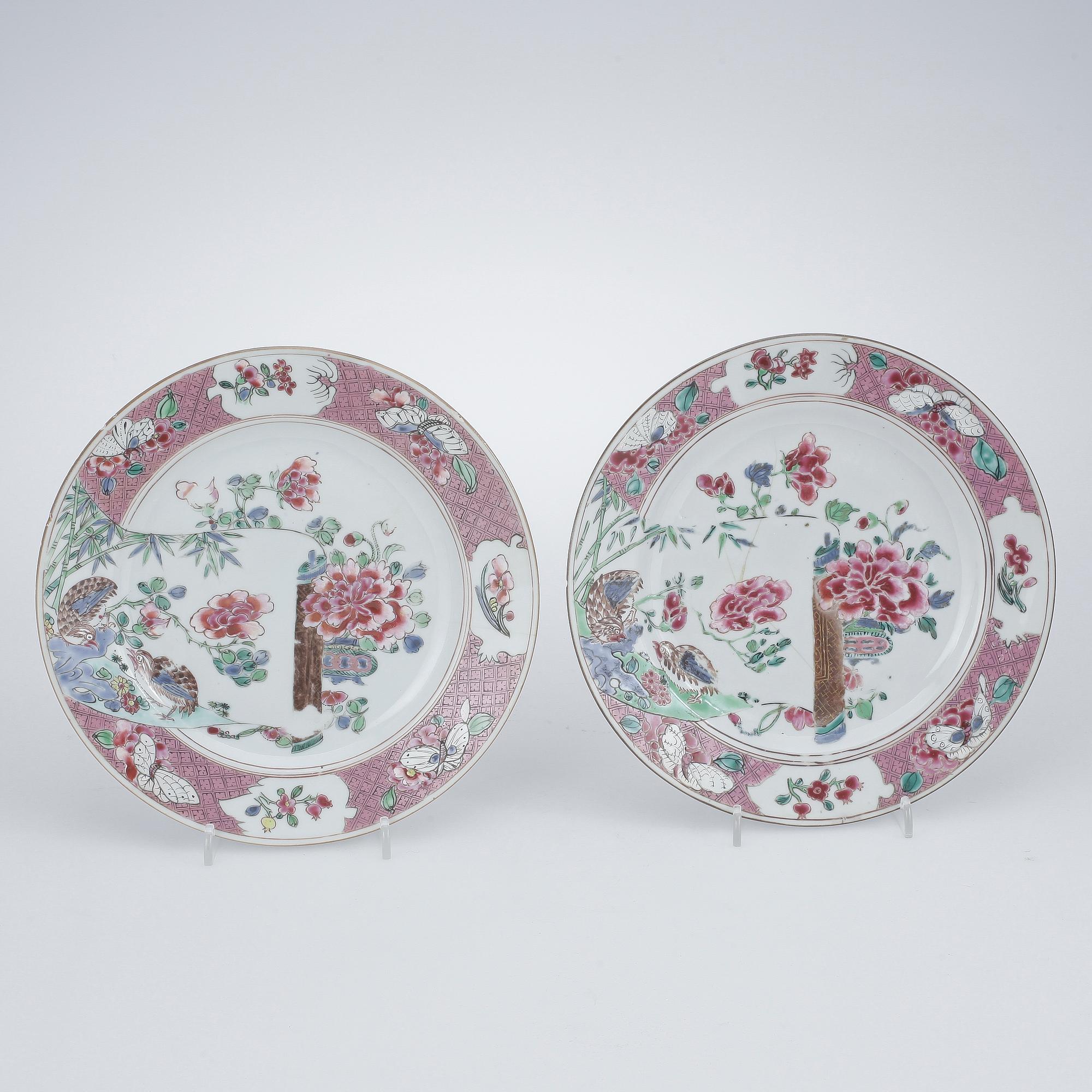 TALLRIKAR, 7 st, porslin, Qianlong, Kina 1700-tal.