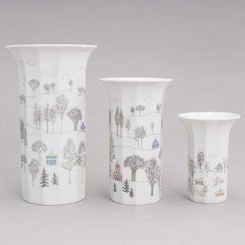 TAPIO WIRKKALA ja RUT BRYK. Posliiniesineitä. 7 osaa. "Winterreise" & "Polygon". Rosenthal. 1900-luvun loppu.