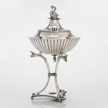 A lidded silver bowl, maker's mark of Erik Albrecht Körsner, Falun, Sweden 1815.