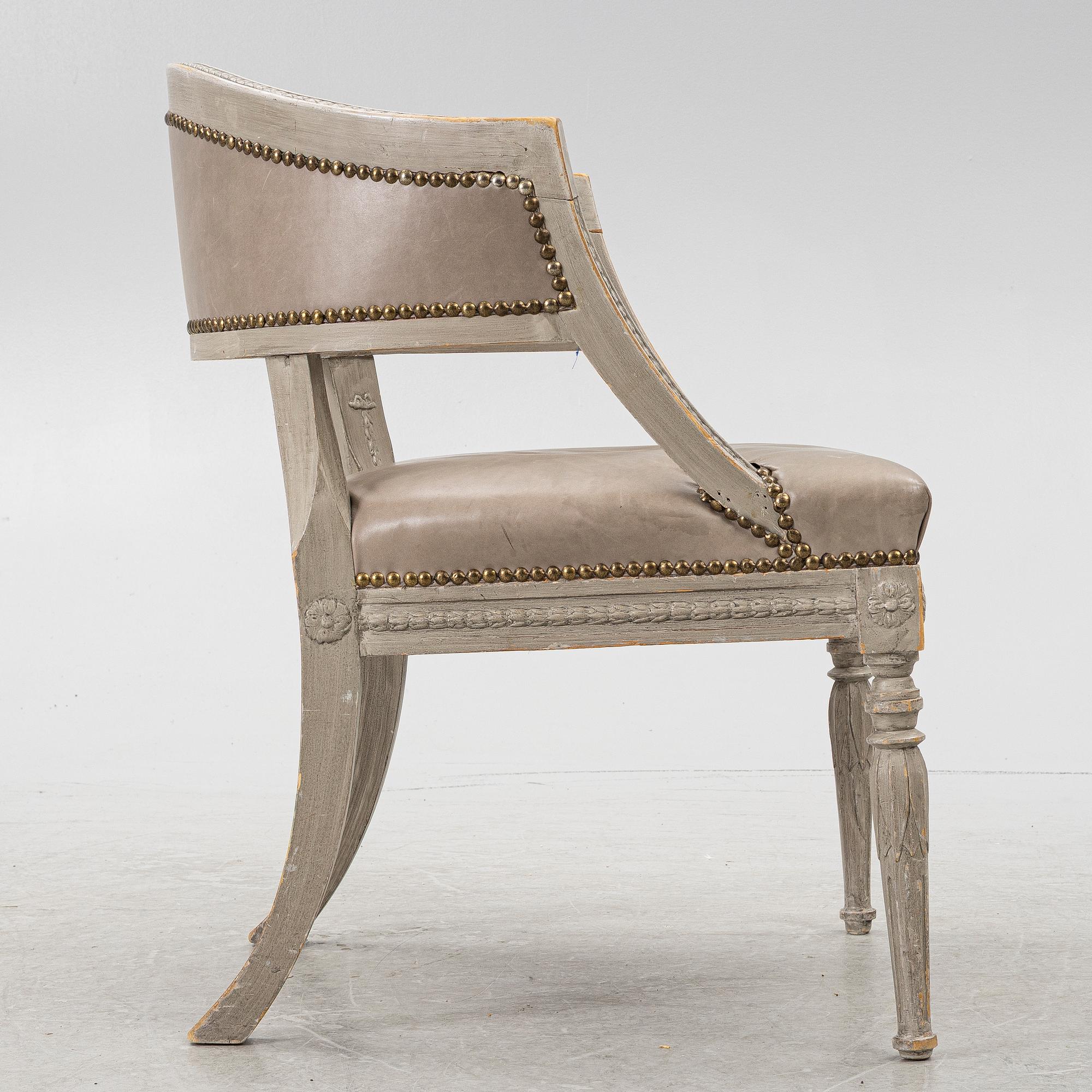 A late Gustavian style armchair, early 20th Century.