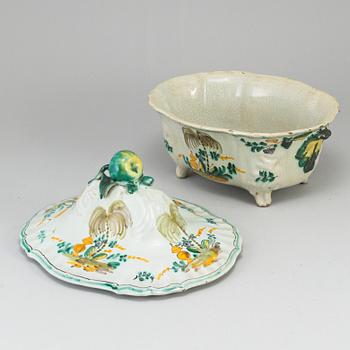 A faience tureen with cover, Northern Europe, 19th Century.