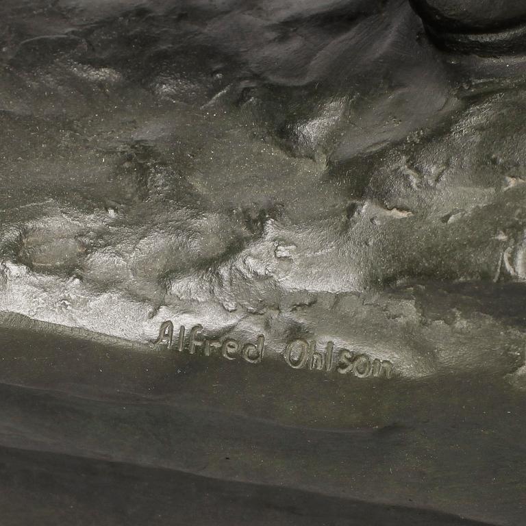 ALFRED OHLSON, skulptur, brons, signerad, gjutarstämpel Otto Meyers Eftr.
